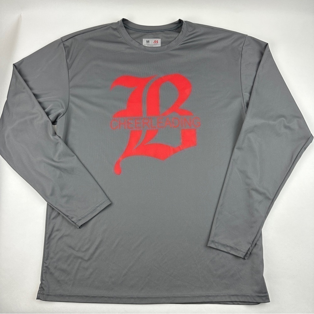 A4 Tshirt Womens Medium Gray Long Sleeve Crew Neck Cheerleading